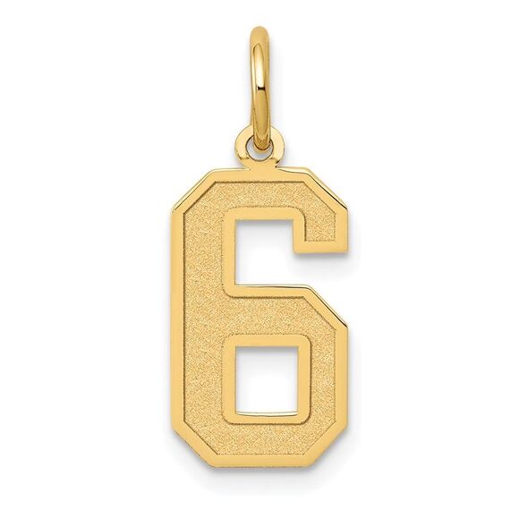 14k Yellow Gold, Jersey Collection, Medium Number 6 Pendant - Picture 1 of 6